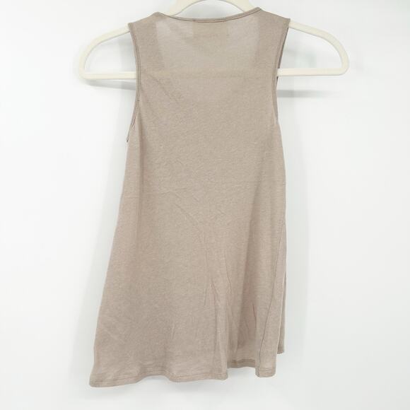 81hours Womens Quiet Luxury Neutral Scoop Neck Cashmere Blend Tank Top Small Tan - Picture 5 of 5